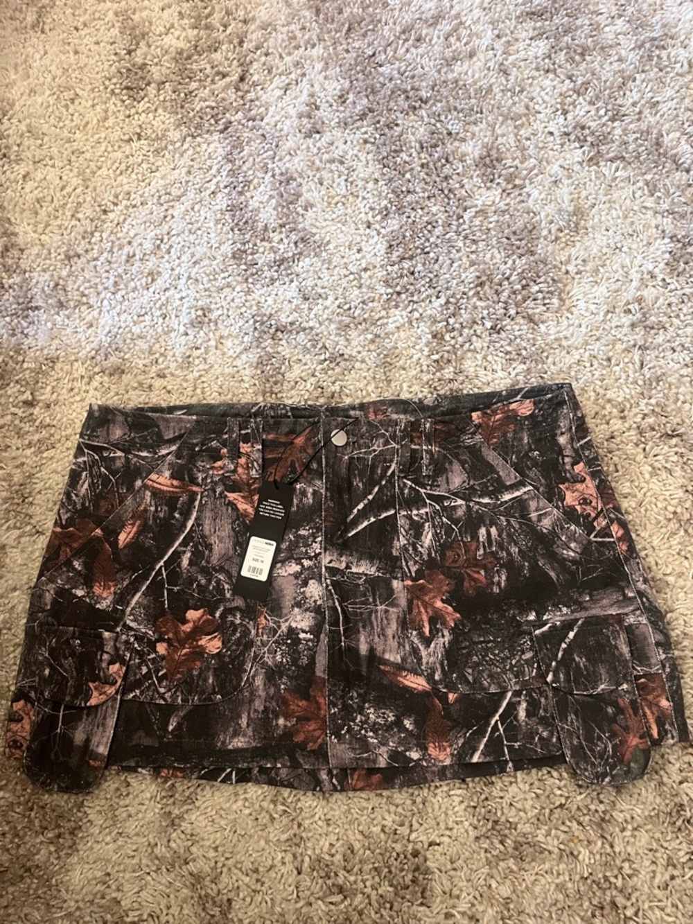 Fashion Nova Women's Camouflage Mini Skirt - Black/Brown